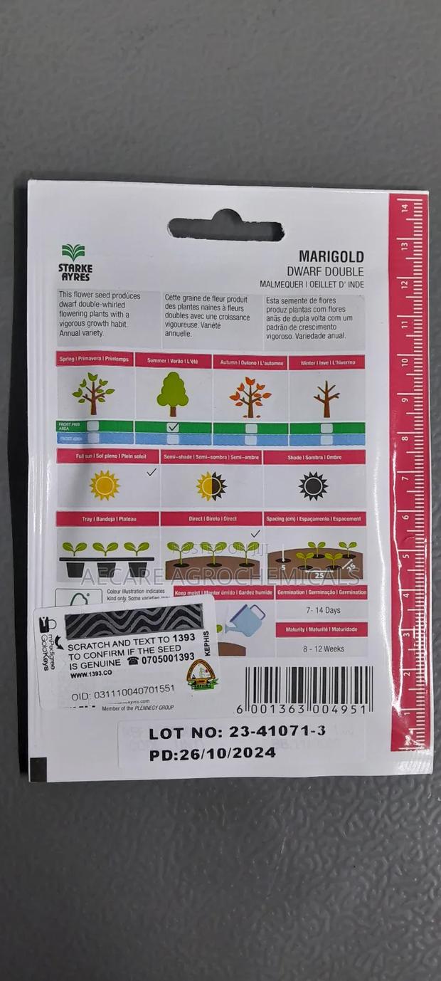 Marigold Dwarf Double Flower Seeds 1.3G - thumbnail 8