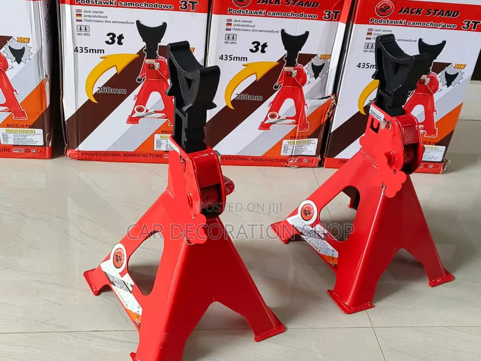Red 2pcs Professional 3ton Jack Stand Tire Repair Tools