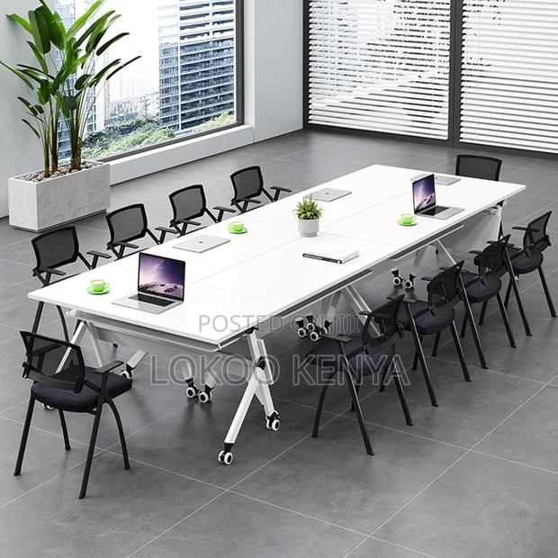 Office Desk: Portable Rolling Wheels Conference Desk