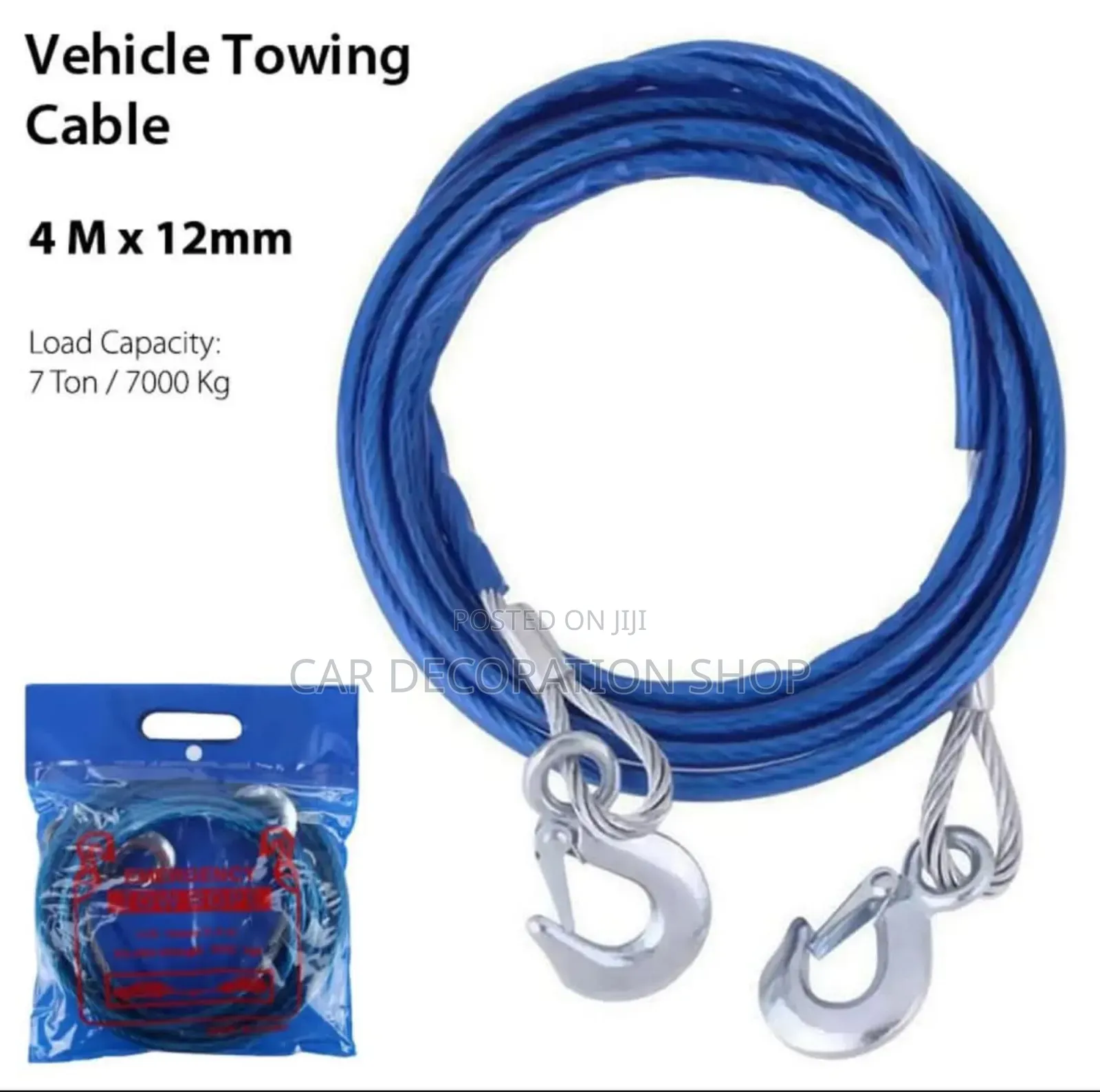 Stainless Car Tow Rope With Steel End Sided Hooks