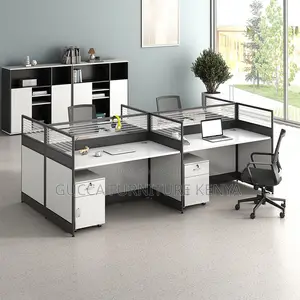 Workstations:4-Way Modern Pedestal Writing Officeworkstation