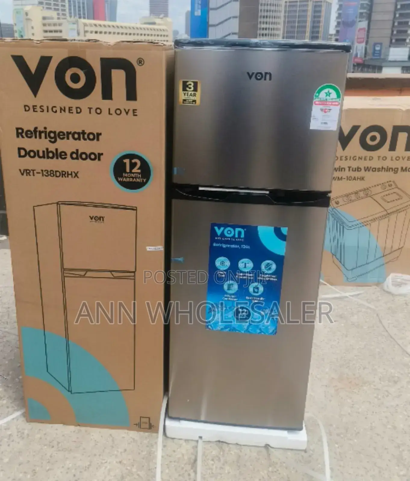 138L VON Double Door Refrigerator v-DDFR