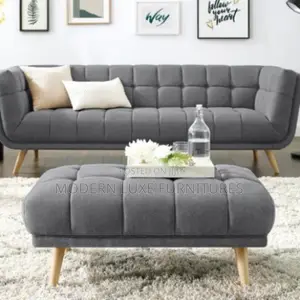 Tufted 3 Seater Sofa With A Puff