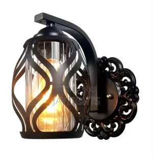 Outdoor Wall Mounted Lamp Pack Glass Black