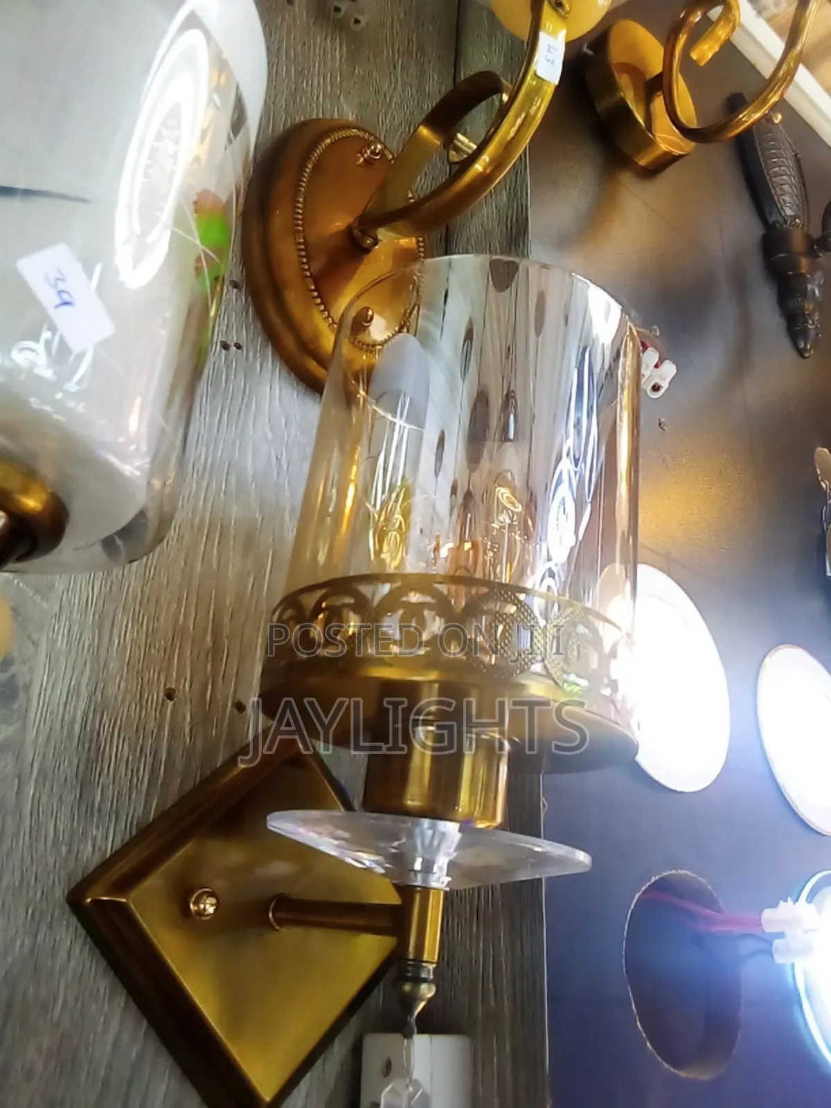 Classical Gold Brass White Wall Lampshade Hotel Room Decor