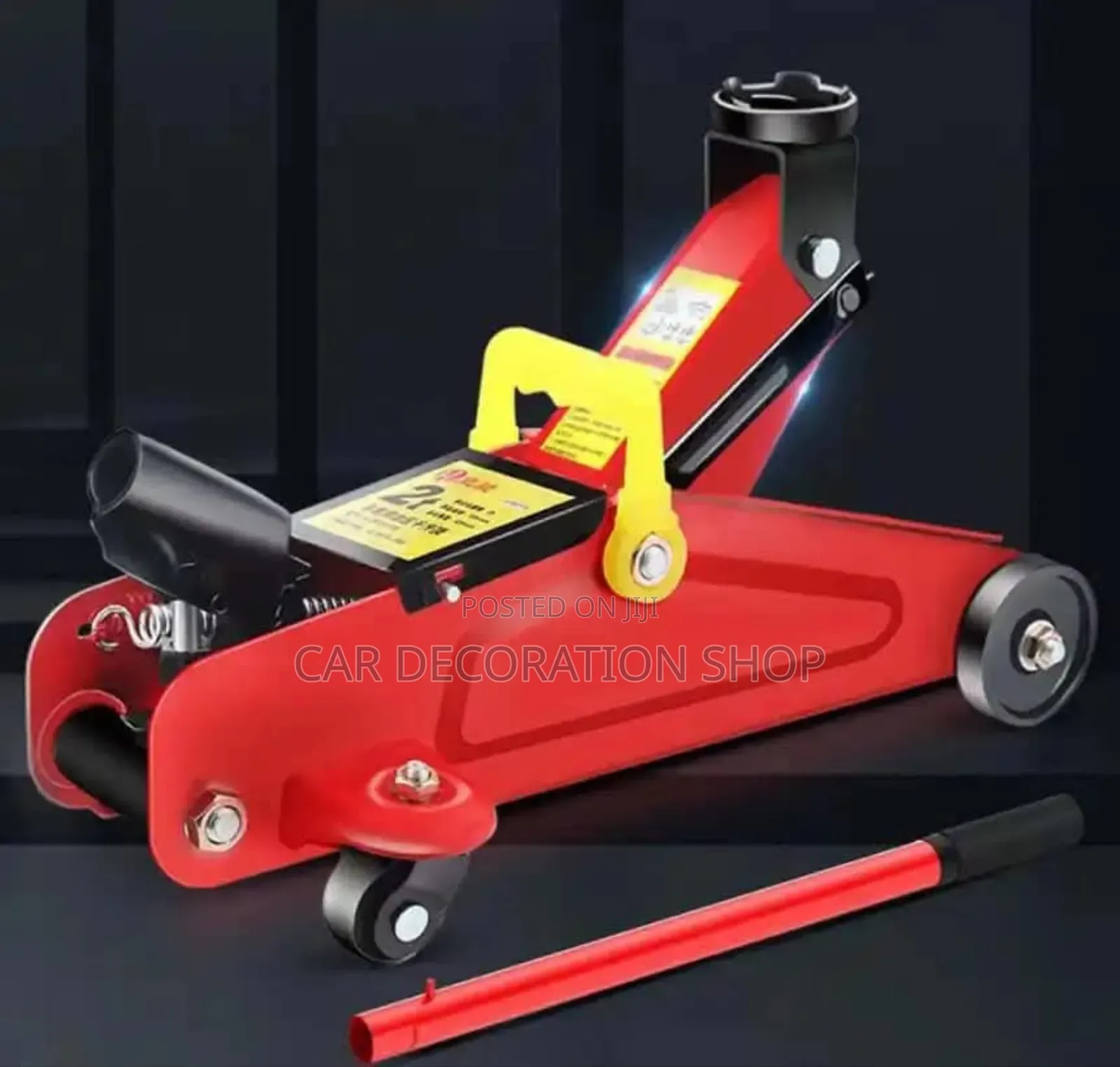 Red Trolley Jack for Tyre Puncture Repair