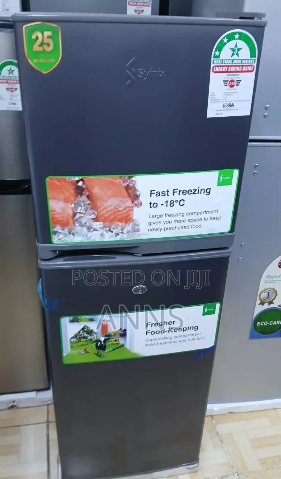 Syinix 138L~ Grey Double Defrost Fridge