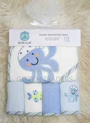 Hooded Towel and Face Towels.