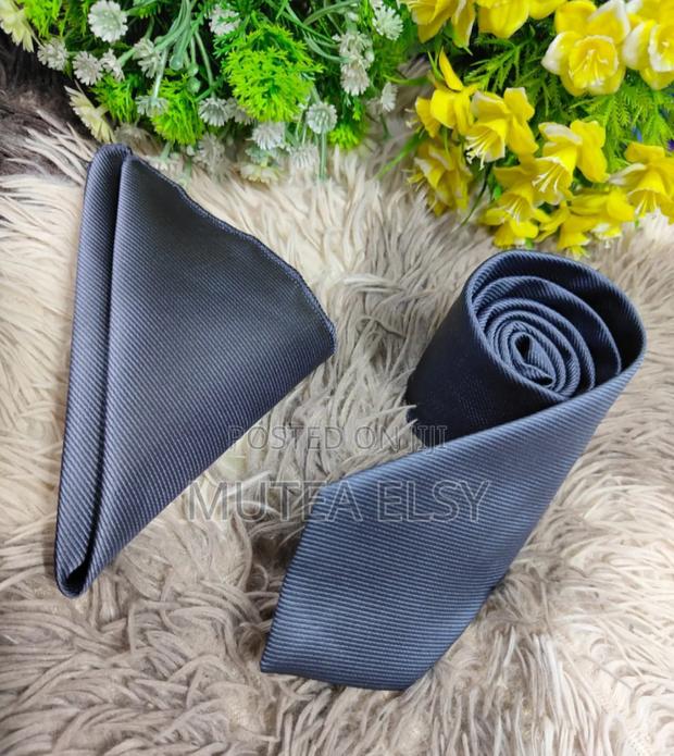 Black Grey Plain Official Tie Sets - main view