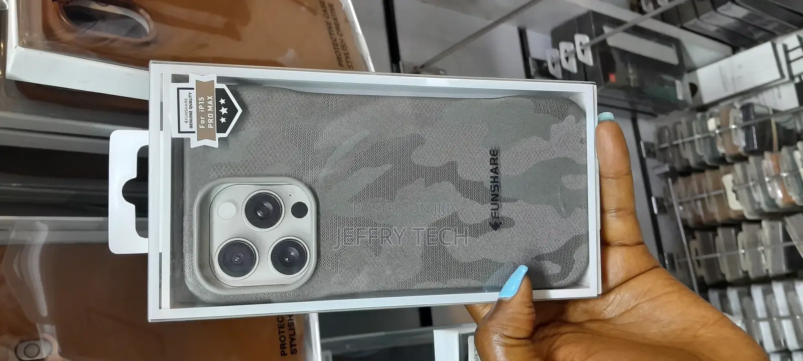 Camouflage Leather Magnetic Case for IP 15 Pro Max-Gray
