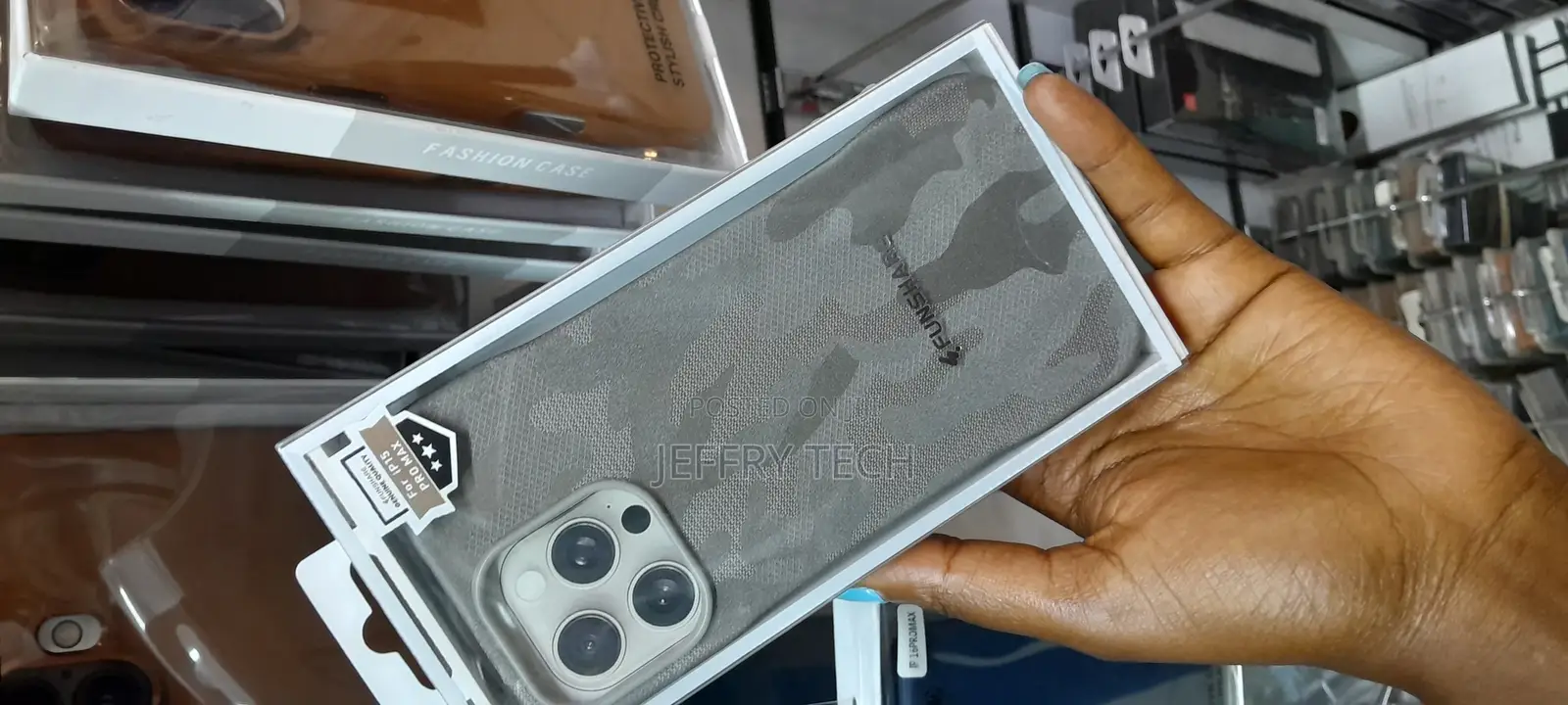 Camouflage Leather Magnetic Case for IP 15 Pro Max-Gray