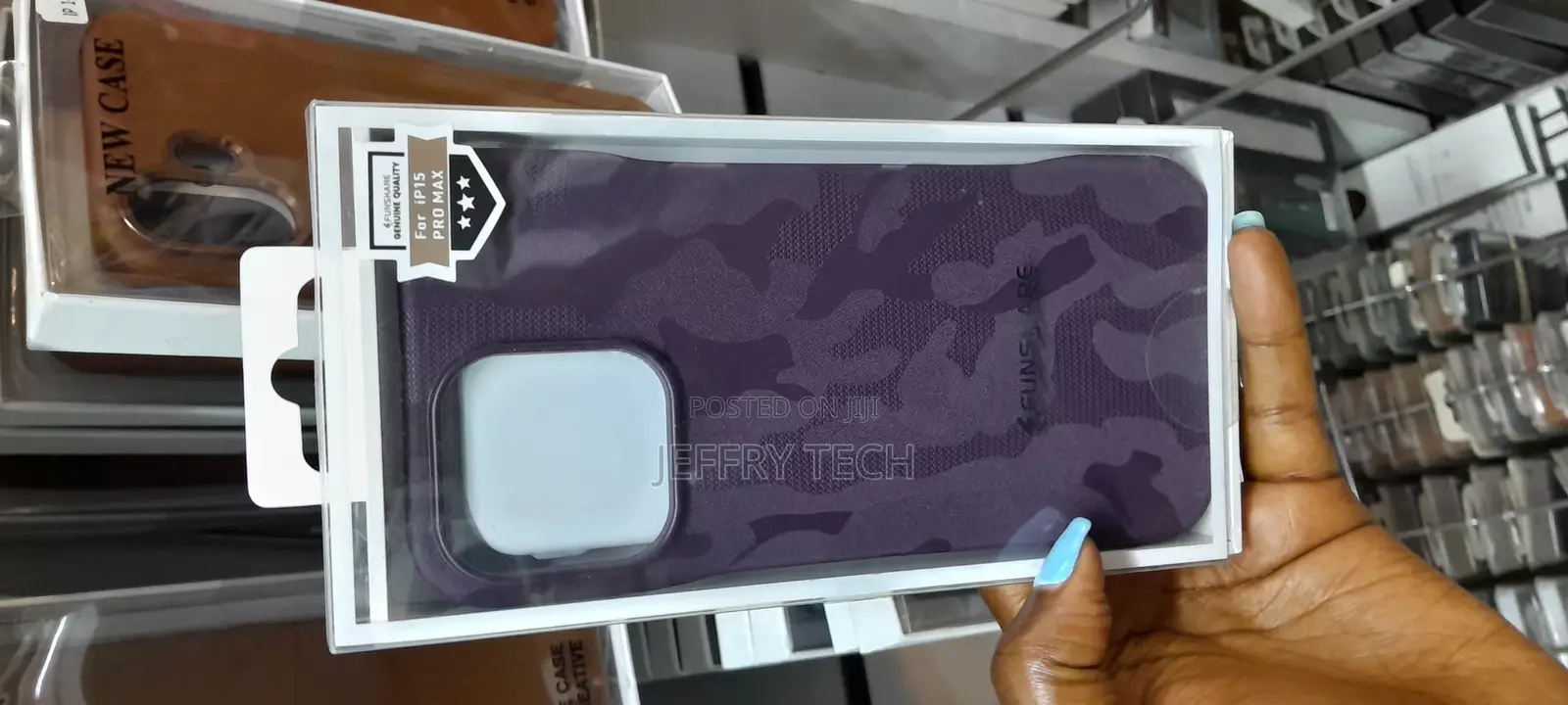 Camouflage Leather Magnetic Case for IP 15 Pro Max-Purple