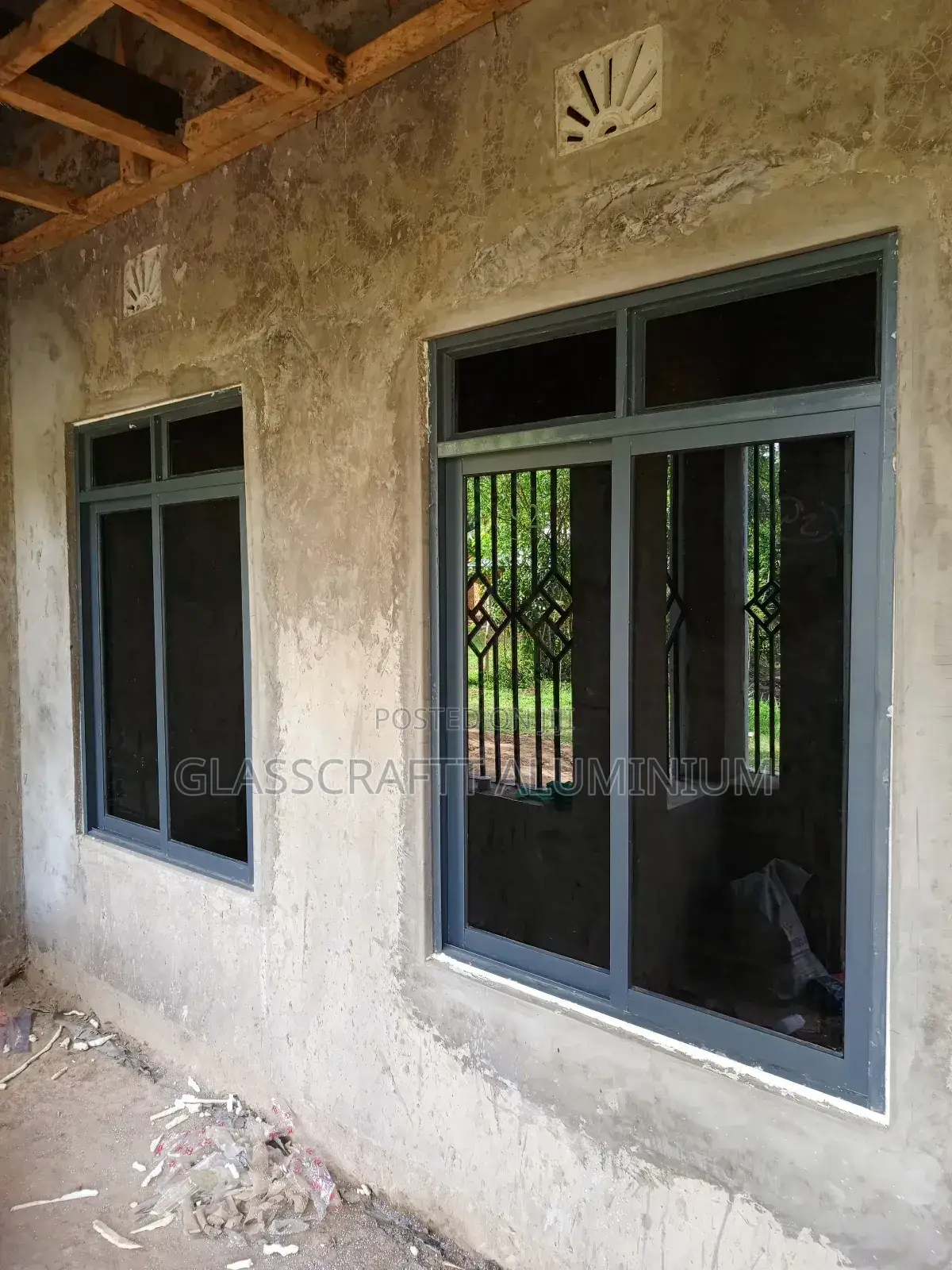 Gray Coated Sliding Windows