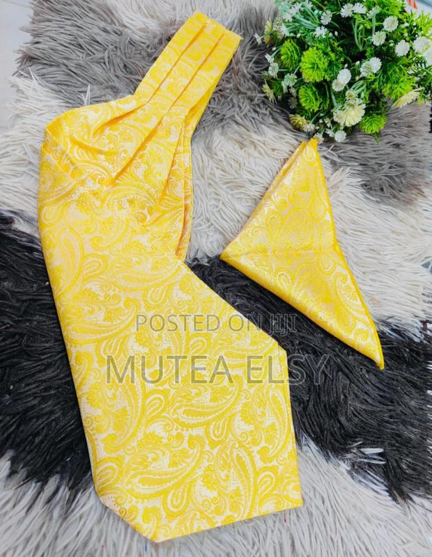 Gold Yellow Ascot Tie Sets - thumbnail 2