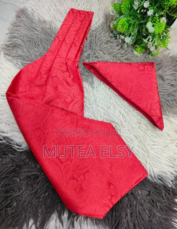 Red Redwine Ascot Ties Set - thumbnail 2