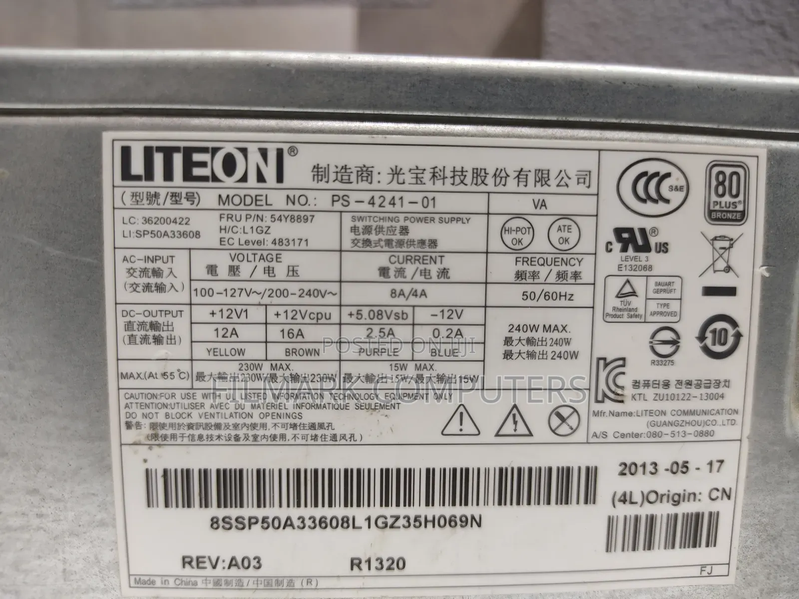 Lenovo Think Centre M82 14 Pin 240W Desktop Power Supply