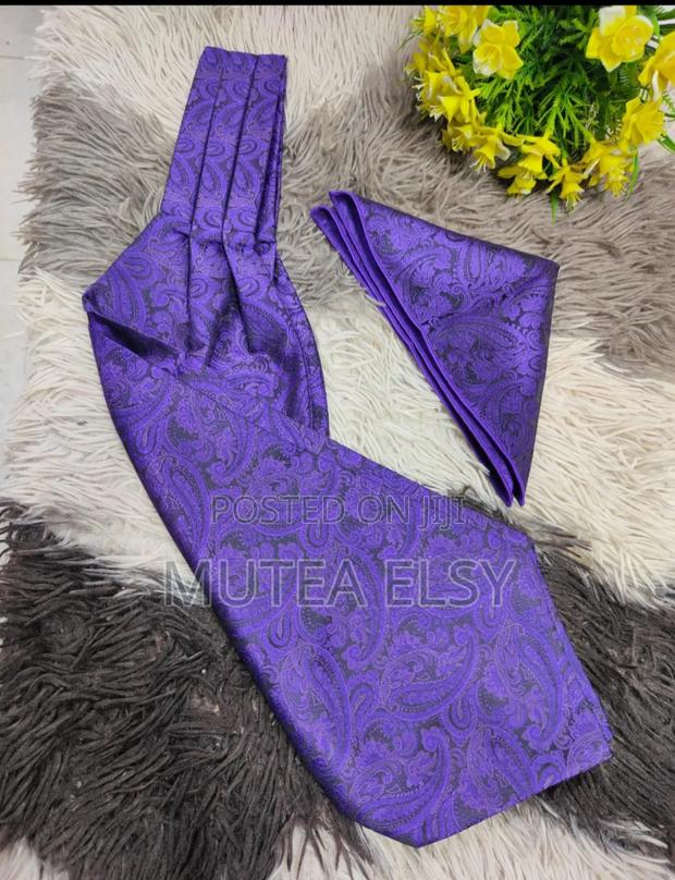 Royal Purple and Light Purple Ascot Tie Sets - main view