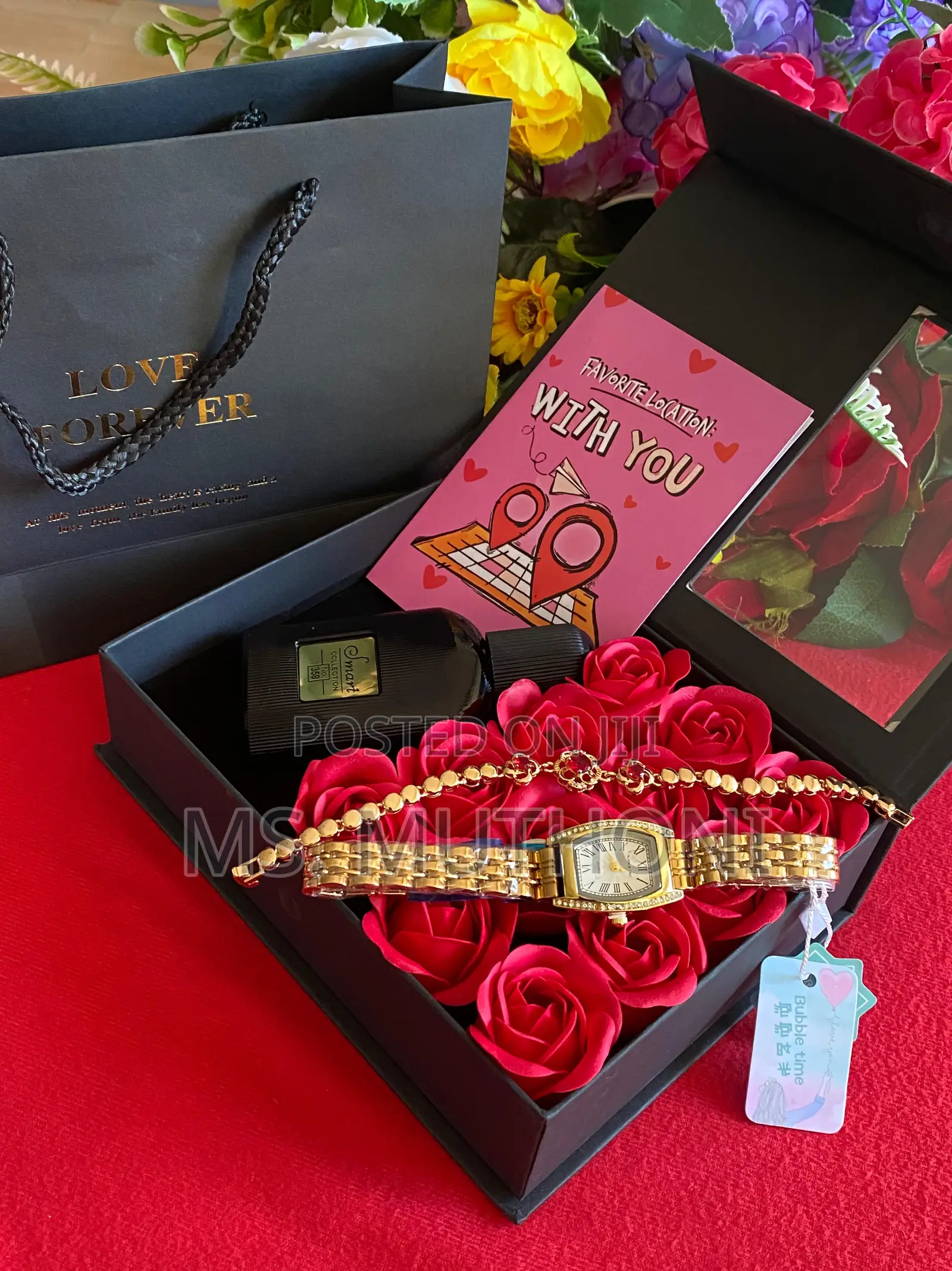 Perfume/Watch/Bracelet/Roses Valentines Gift Set for Ladies