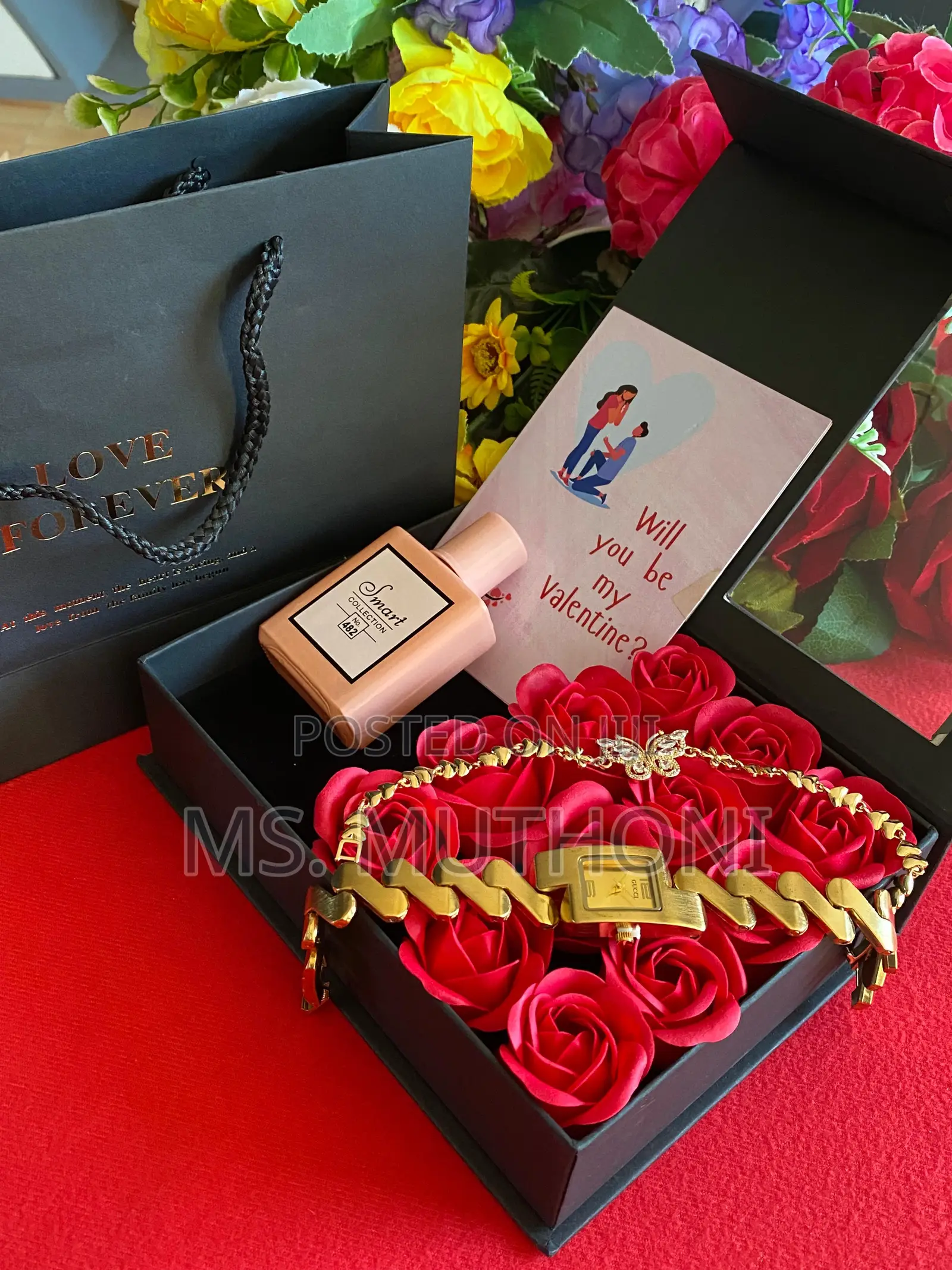 Perfume/Watch/Bracelet/Roses Valentines Gift Set for Ladies