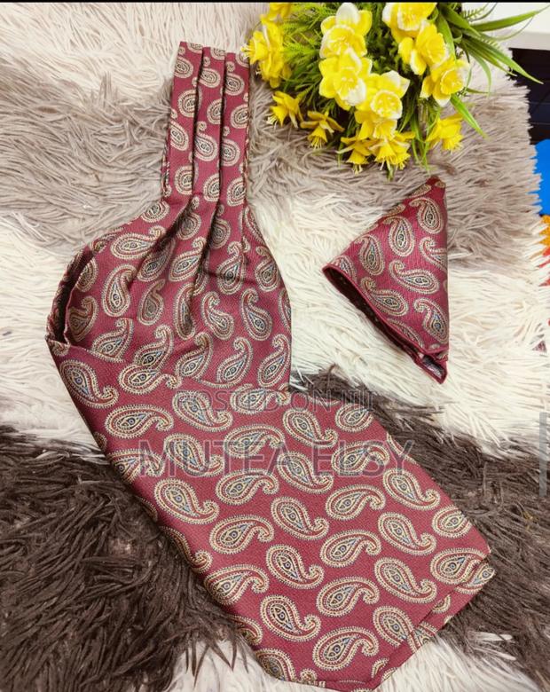 Maroon,Black Beige Ascot Tie Sets - thumbnail 3