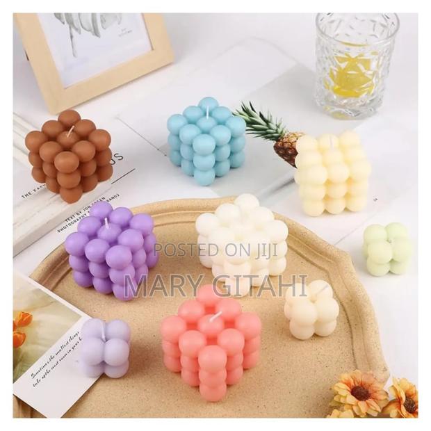 *3D Non-Stick Bubble Cube Candles at - main view
