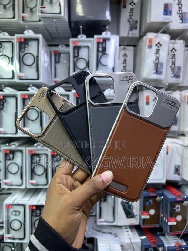 2 In 1 Leather + Metal Back Case For iPhone 16 Pro Mac