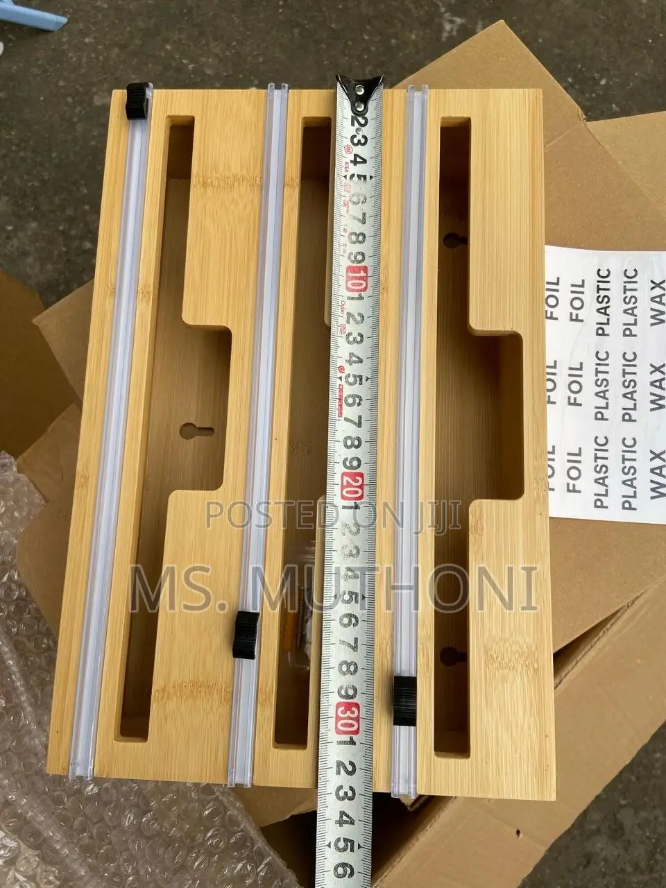 3 in 1 Bamboo Wrap Dispenser With Slide Cutter and Labels,