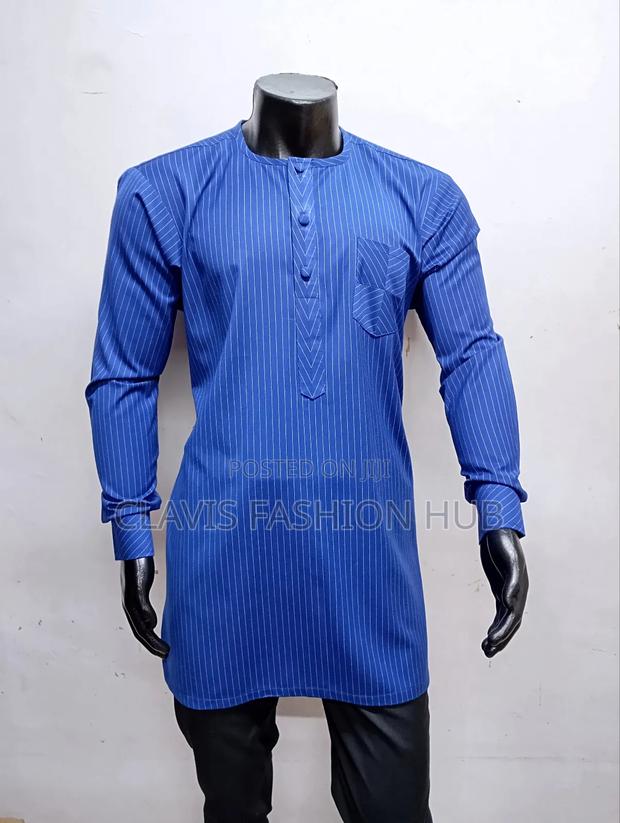 Royal Blue Pinstrip Senator Shirt, Long Sleeves