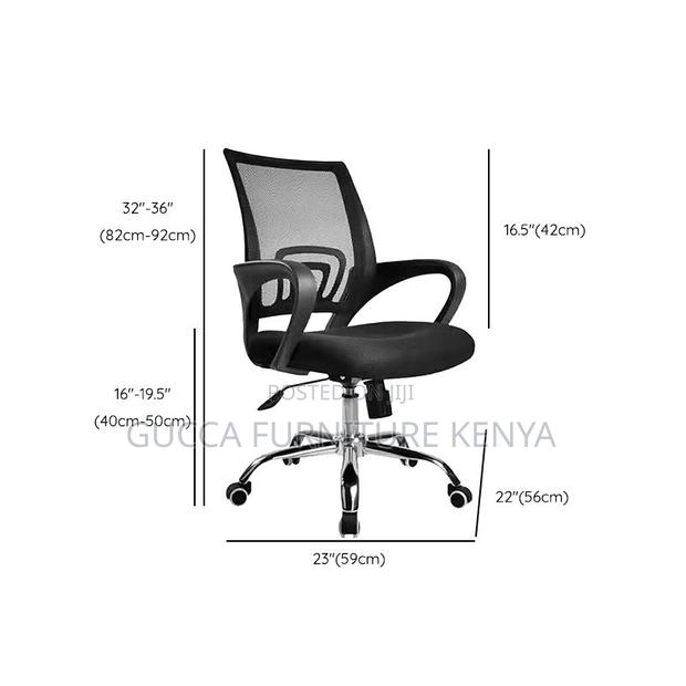Office Chairs:Black Mesh Ergonomic Swivel Computer Chair - thumbnail 3