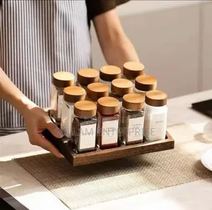 12 PCS Premium Thick Glass Storage Jars With Bamboo Lid*