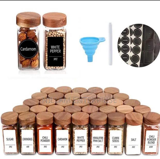 12 PCS Premium Thick Glass Storage Jars With Bamboo Lid* - thumbnail 4