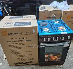 Black Sayona 3gas+1 Electric Plate Standing Cooker-Gas Oven