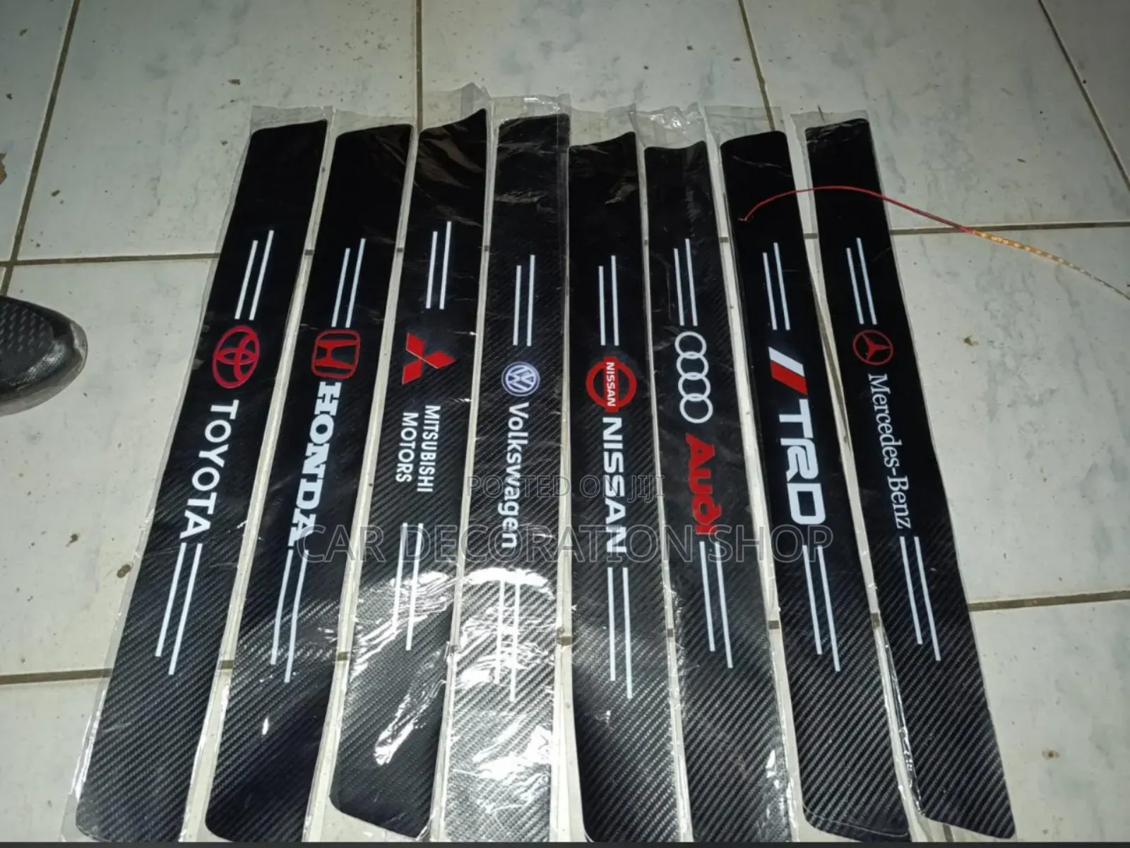 Carbon Finish 4pc Set Car Logo Branded Door Step Stickers