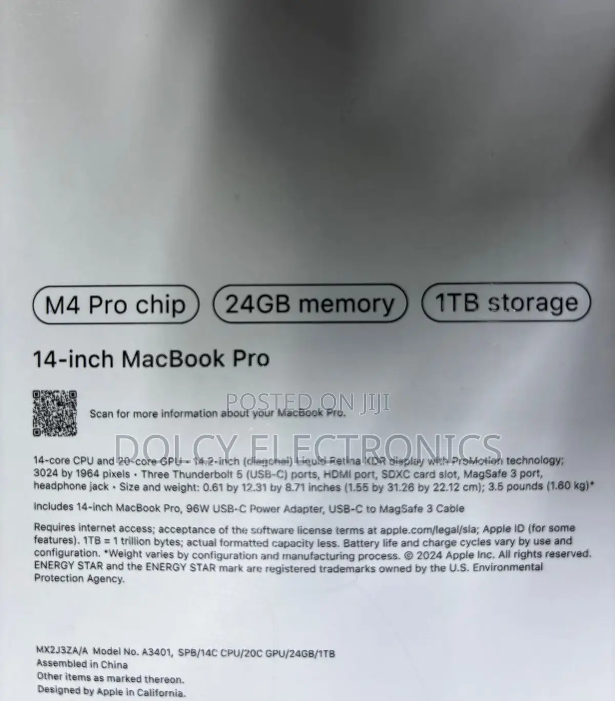 New Laptop Apple MacBook Pro 24GB Apple M4 Pro SSD 1T
