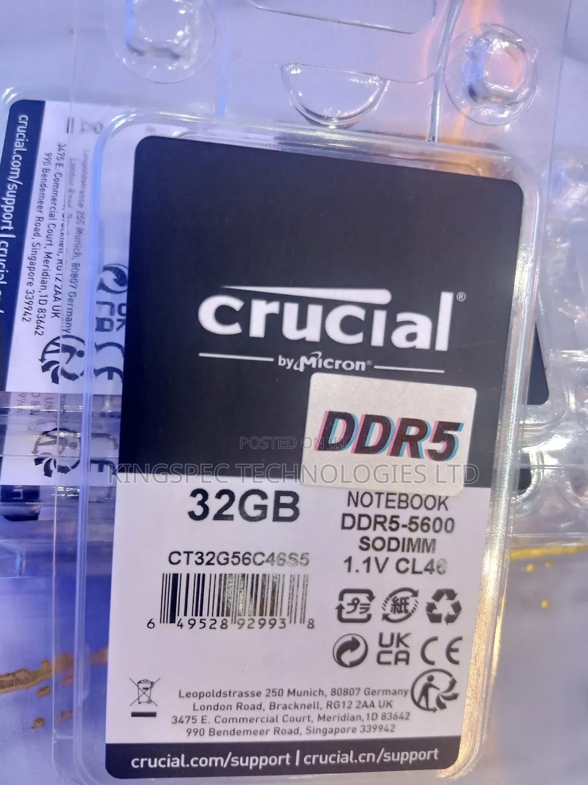 Crucial Laptop Memory 32gb Ddr5 5600