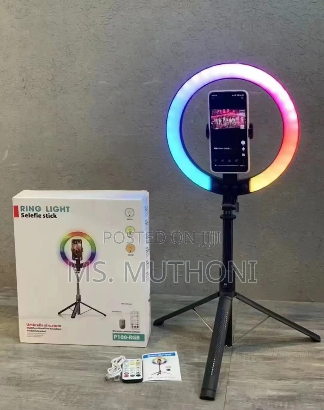 RGB 10 Inches Ring Light Selfie Stick