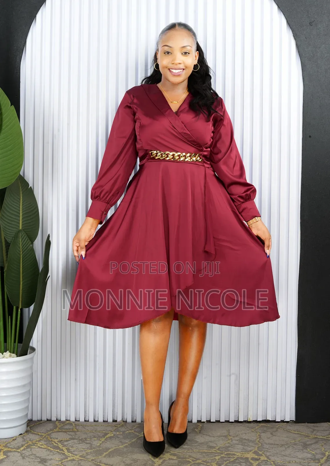 Peach .Stylish.Satin .Circular.Dress