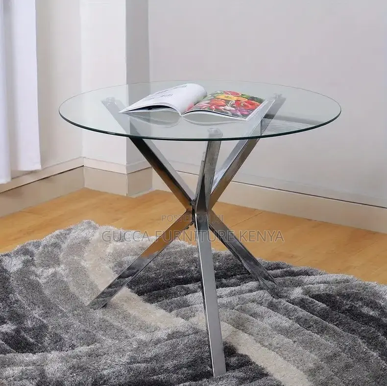 Dining Tables: Elegant Round Tempered Glass Dining Table