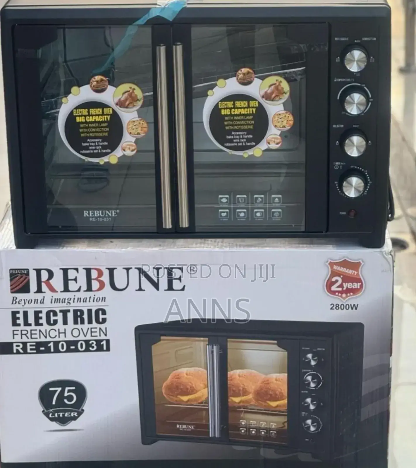 Rebune 75litres Double Handle Door Oven