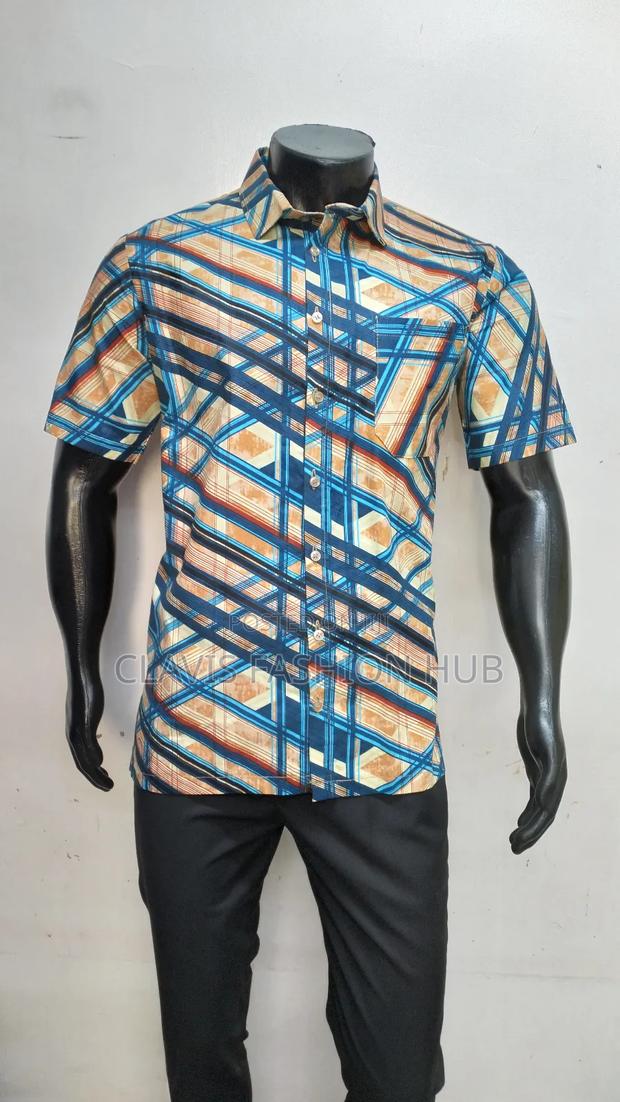 Biege Kitenge Short Sleeve Shirt - thumbnail 3