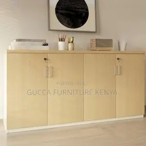 Cabinets:2-Dooroffice Tan Scratch Resistant Credenza Cabinet