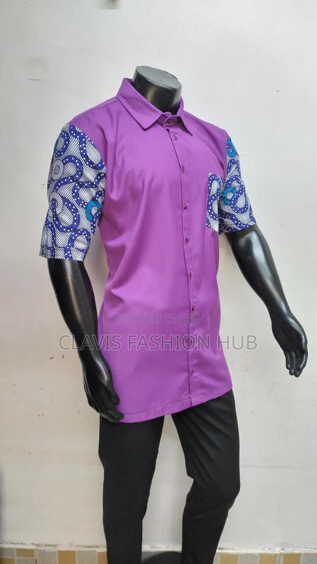 Purple Kitenge Short Sleeve Shirt