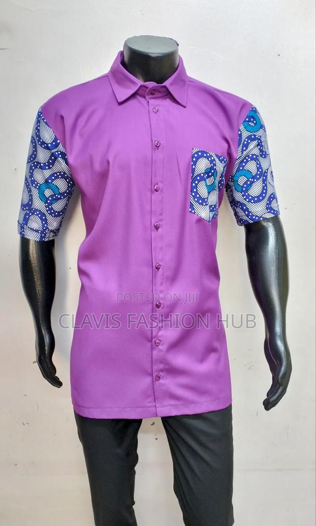 Purple Kitenge Short Sleeve Shirt - thumbnail 2