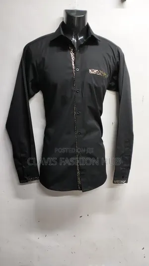 Back Collar Shirt With Gold Details