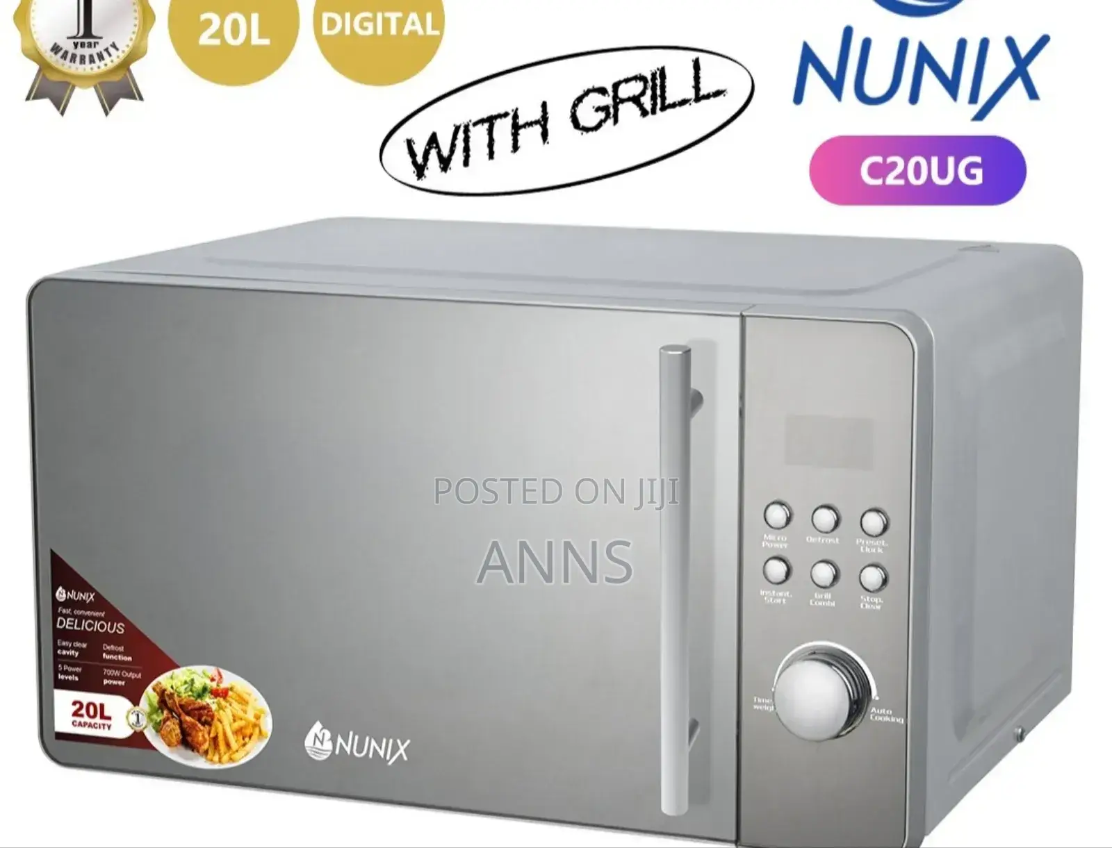 Nunix Advanced 20L Silver Microwave Oven+ Grill