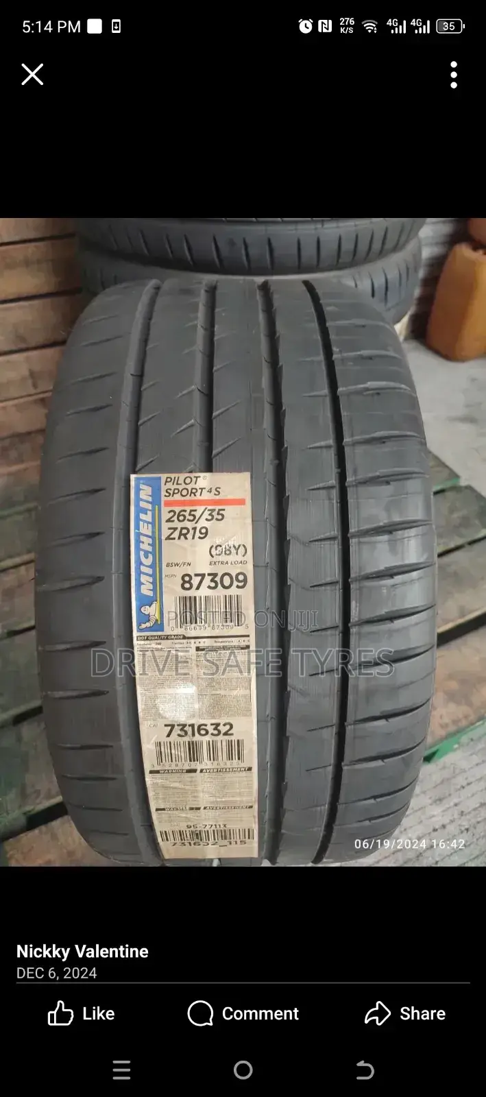 265/35 R19 Michelin Tyre