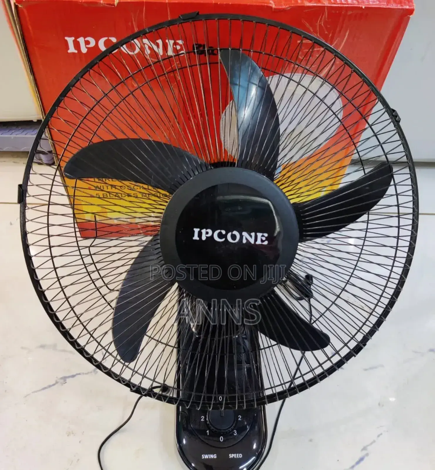 Ipcone Black Wall Fan. 3 Speed