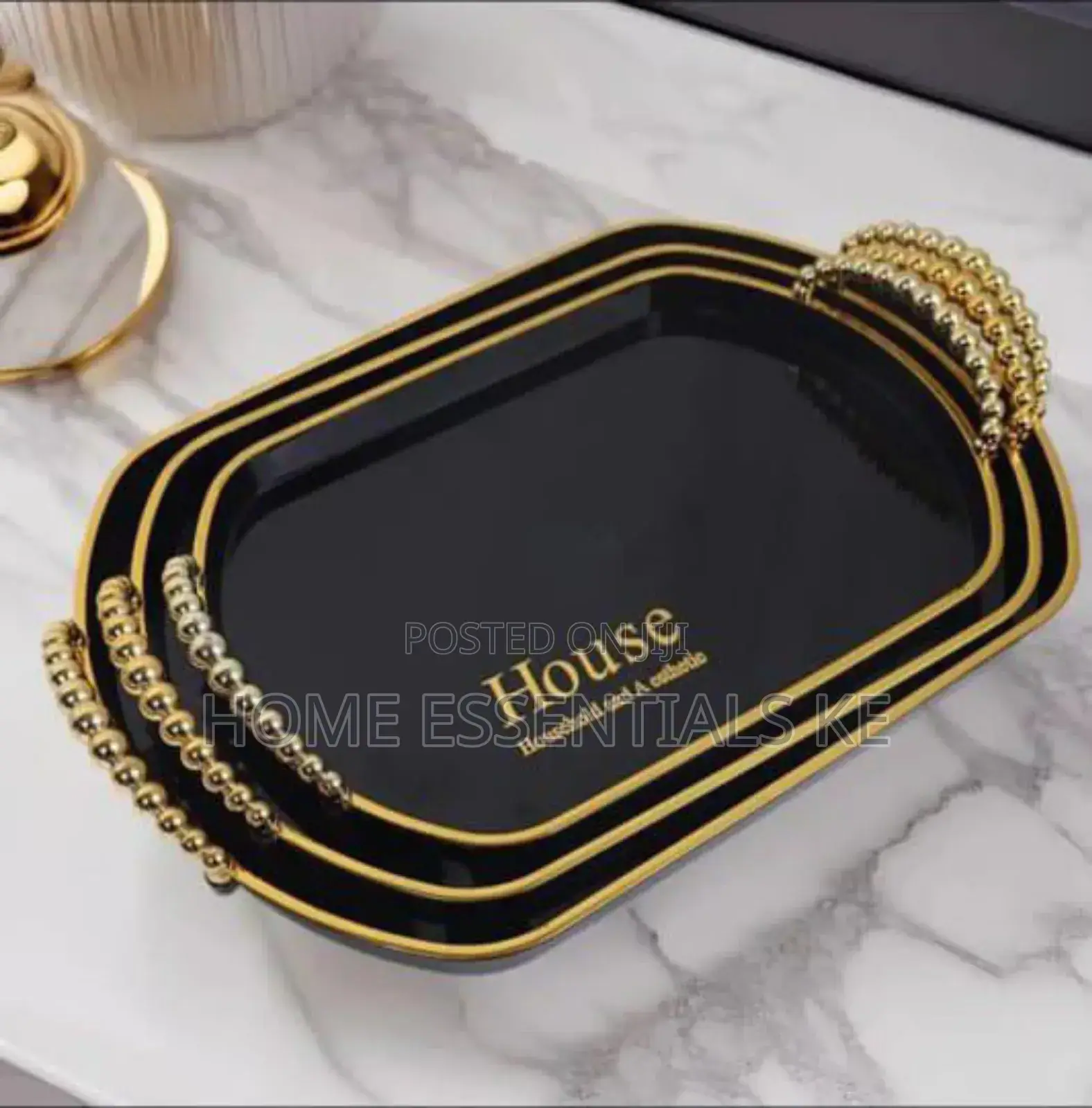 3pcs Quality Serving/Decor Trays Black