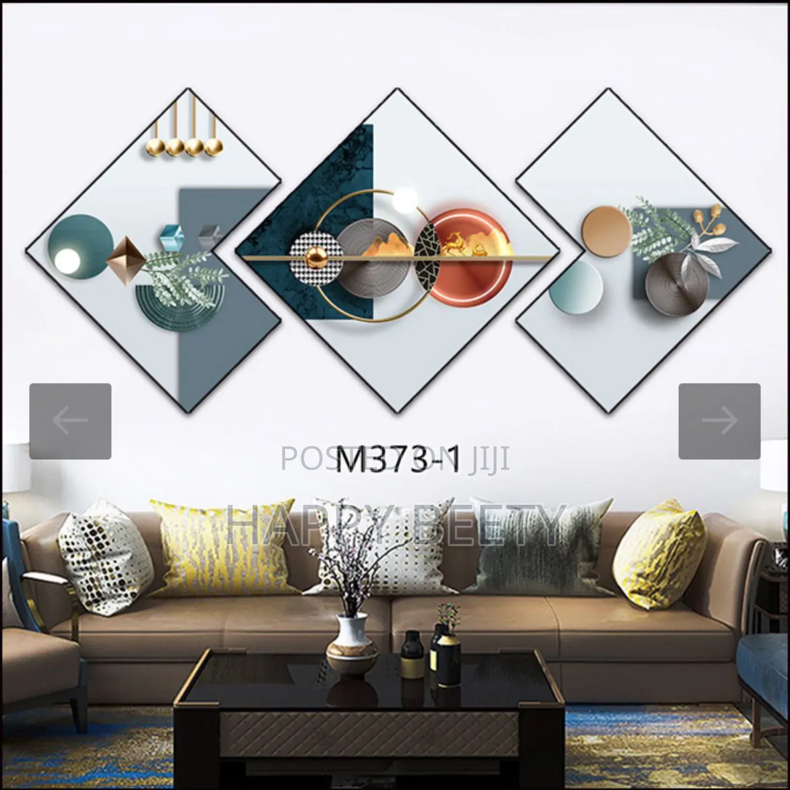 *3 Piece 3D Abstract Art Crystal Porcelain Painting *