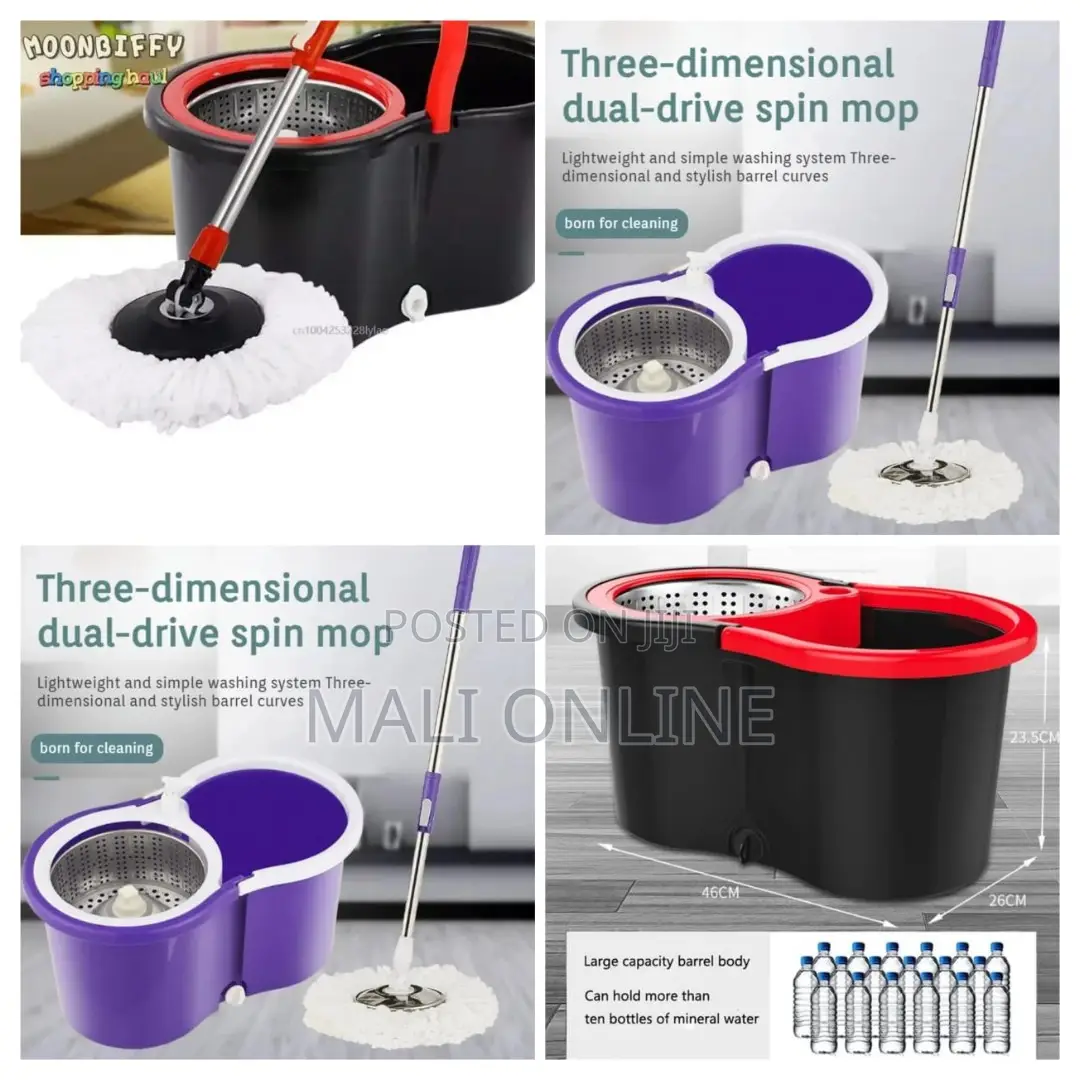 Metallic Spin Mop With Wheels and Extra Mop Cloth